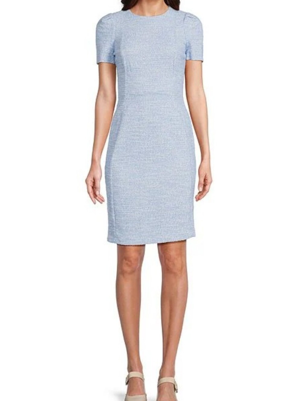 Calvin KleinShort Sleeve Crew Neck Tweed Sheath Dress